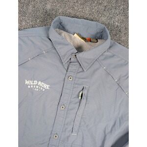 Howler Bros Shoalwater Tech Shirt Mens Medium Blue Plaid w/Logo FLAWS